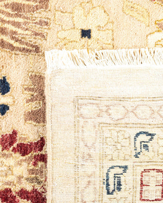 Traditional Mogul Yellow Wool Area Rug 6' 0" x 9' 6" - Solo Rugs