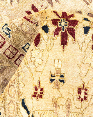 Traditional Mogul Yellow Wool Area Rug 6' 0" x 9' 6" - Solo Rugs
