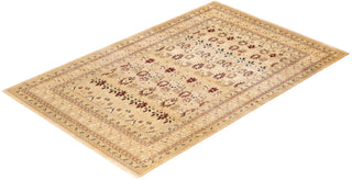 Traditional Mogul Yellow Wool Area Rug 6' 0" x 9' 6" - Solo Rugs