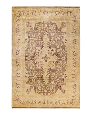 Traditional Mogul Brown Wool Area Rug 6' 2" x 9' 2" - Solo Rugs