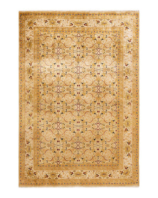 Traditional Mogul Ivory Wool Area Rug 6' 0" x 8' 8" - Solo Rugs