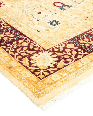 Traditional Mogul Ivory Wool Area Rug 6' 2" x 9' 3" - Solo Rugs