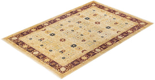 Traditional Mogul Ivory Wool Area Rug 6' 2" x 9' 3" - Solo Rugs