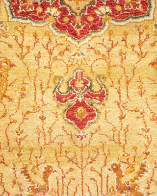 Traditional Mogul Yellow Wool Area Rug 3' 2" x 5' 1" - Solo Rugs