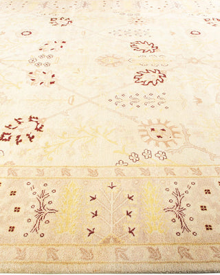 Contemporary Eclectic Ivory Wool Area Rug 9' 1" x 12' 2" - Solo Rugs