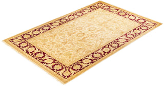 Contemporary Eclectic Ivory Wool Area Rug 6' 2" x 9' 3" - Solo Rugs