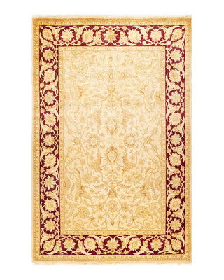 Contemporary Eclectic Ivory Wool Area Rug 6' 2" x 9' 3" - Solo Rugs