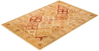Contemporary Eclectic Ivory Wool Area Rug 6' 2" x 9' 1" - Solo Rugs