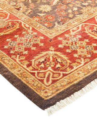 Contemporary Eclectic Brown Wool Area Rug 6' 1" x 9' 6" - Solo Rugs