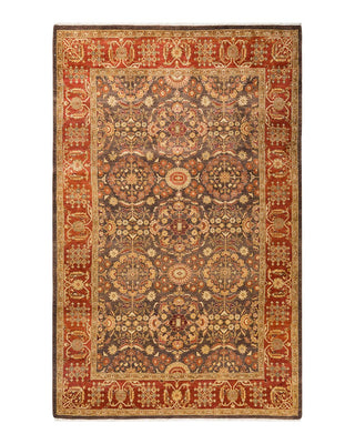 Contemporary Eclectic Brown Wool Area Rug 6' 1" x 9' 6" - Solo Rugs