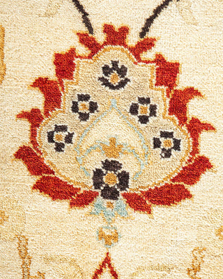 Contemporary Eclectic Ivory Wool Area Rug 9' 2" x 12' 5" - Solo Rugs