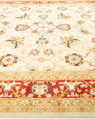 Contemporary Eclectic Ivory Wool Area Rug 9' 2" x 12' 5" - Solo Rugs