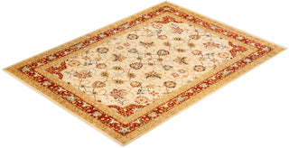 Contemporary Eclectic Ivory Wool Area Rug 9' 2" x 12' 5" - Solo Rugs