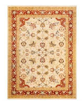Contemporary Eclectic Ivory Wool Area Rug 9' 2" x 12' 5" - Solo Rugs