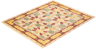 Traditional Mogul Ivory Wool Area Rug 8' 3" x 10' 3" - Solo Rugs