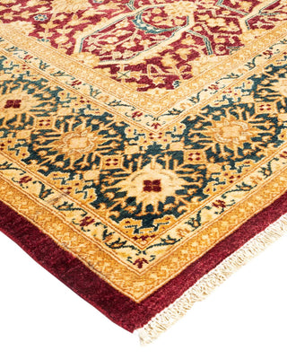 Traditional Mogul Red Wool Area Rug 6' 1" x 8' 5" - Solo Rugs