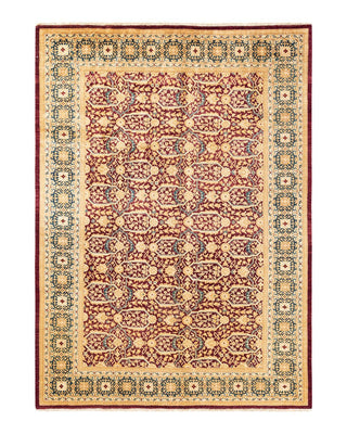 Traditional Mogul Red Wool Area Rug 6' 1" x 8' 5" - Solo Rugs