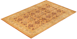Traditional Mogul Brown Wool Area Rug 6' 1" x 9' 0" - Solo Rugs