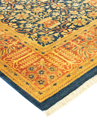 Traditional Mogul Blue Wool Area Rug 6' 2" x 8' 7" - Solo Rugs