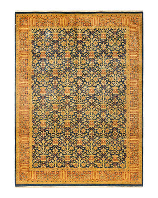 Traditional Mogul Blue Wool Area Rug 6' 2" x 8' 7" - Solo Rugs