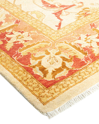 Traditional Mogul Ivory Wool Area Rug 6' 2" x 9' 0" - Solo Rugs