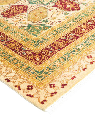 Traditional Mogul Ivory Wool Area Rug 6' 1" x 9' 4" - Solo Rugs