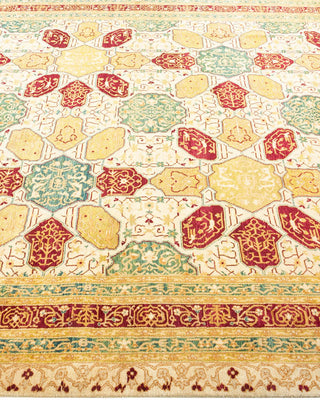 Traditional Mogul Ivory Wool Area Rug 6' 1" x 9' 4" - Solo Rugs
