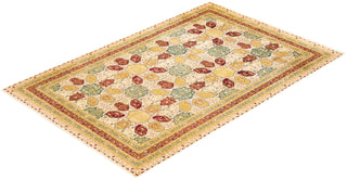 Traditional Mogul Ivory Wool Area Rug 6' 1" x 9' 4" - Solo Rugs