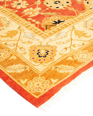 Traditional Mogul Orange Wool Area Rug 5' 1" x 8' 3" - Solo Rugs