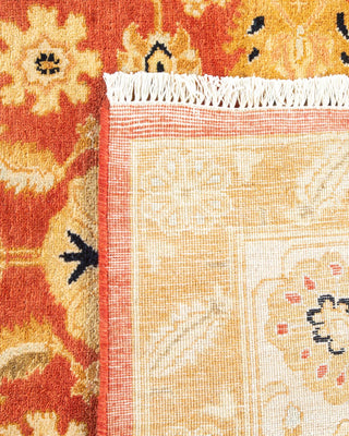 Traditional Mogul Orange Wool Area Rug 5' 1" x 8' 3" - Solo Rugs