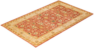 Traditional Mogul Orange Wool Area Rug 5' 1" x 8' 3" - Solo Rugs