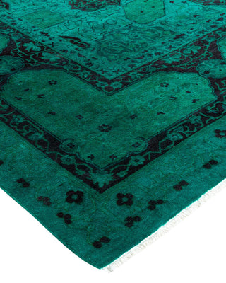 Contemporary Fine Vibrance Green Wool Area Rug 9' 1" x 11' 10" - Solo Rugs