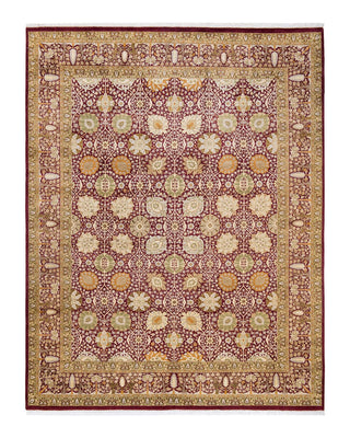 Traditional Mogul Purple Wool Area Rug 8' 1" x 10' 3" - Solo Rugs