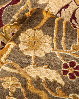 Traditional Mogul Brown Wool Area Rug 7' 9" x 9' 10" - Solo Rugs