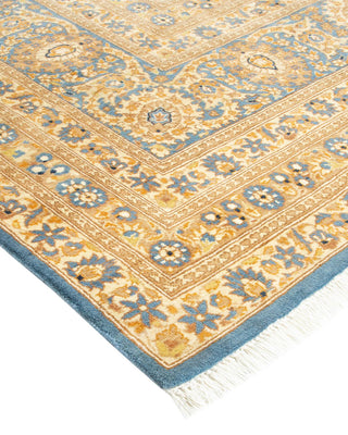 Traditional Mogul Light Blue Wool Area Rug 7' 10" x 9' 8" - Solo Rugs