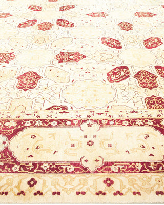 Traditional Mogul Ivory Wool Area Rug 9' 1" x 12' 0" - Solo Rugs