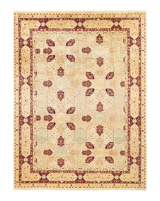 Traditional Mogul Ivory Wool Area Rug 9' 1" x 12' 0" - Solo Rugs