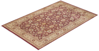 Traditional Mogul Orange Wool Area Rug 6' 1" x 9' 7" - Solo Rugs