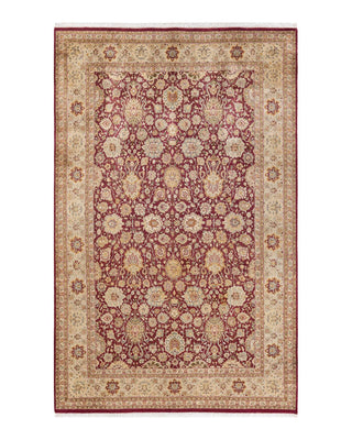 Traditional Mogul Orange Wool Area Rug 6' 1" x 9' 7" - Solo Rugs