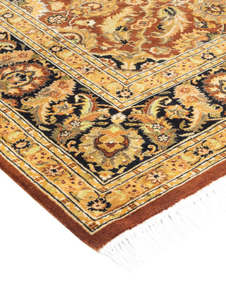 Traditional Mogul Orange Wool Area Rug 6' 1" x 8' 10" - Solo Rugs