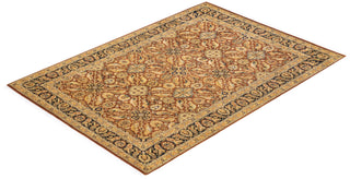 Traditional Mogul Orange Wool Area Rug 6' 1" x 8' 10" - Solo Rugs