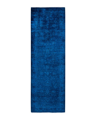 Contemporary Fine Vibrance Blue Wool Runner 2' 7" x 8' 2" - Solo Rugs