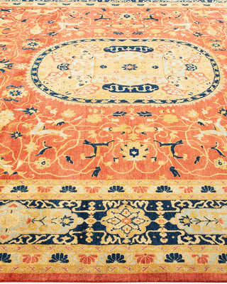 Traditional Mogul Orange Wool Area Rug 8' 2" x 10' 5" - Solo Rugs