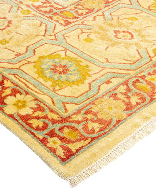 Traditional Mogul Yellow Wool Area Rug 10' 1" x 14' 0" - Solo Rugs