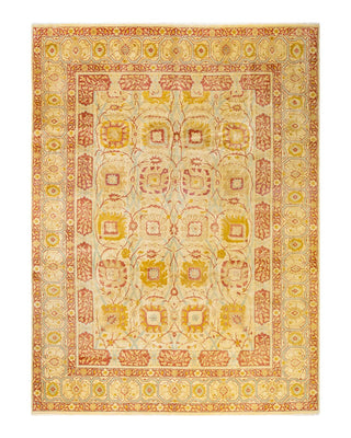 Traditional Mogul Yellow Wool Area Rug 10' 1" x 14' 0" - Solo Rugs