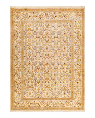 Traditional Mogul Ivory Wool Area Rug 6' 1" x 8' 7" - Solo Rugs