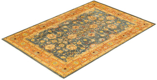 Traditional Mogul Gray Wool Area Rug 6' 1" x 9' 0" - Solo Rugs