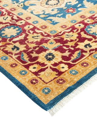 Traditional Mogul Blue Wool Area Rug 6' 2" x 8' 9" - Solo Rugs