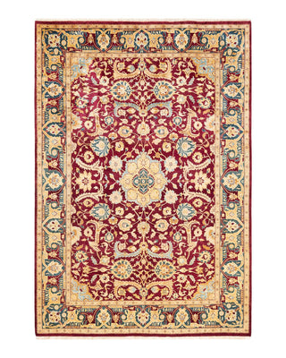 Traditional Mogul Red Wool Area Rug 6' 2" x 8' 10" - Solo Rugs