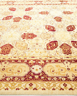 Traditional Mogul Ivory Wool Area Rug 6' 5" x 9' 5" - Solo Rugs